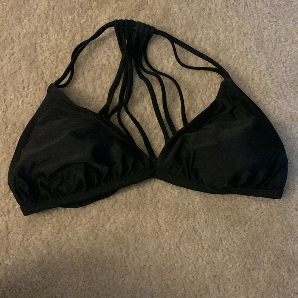 black stringy bikini top